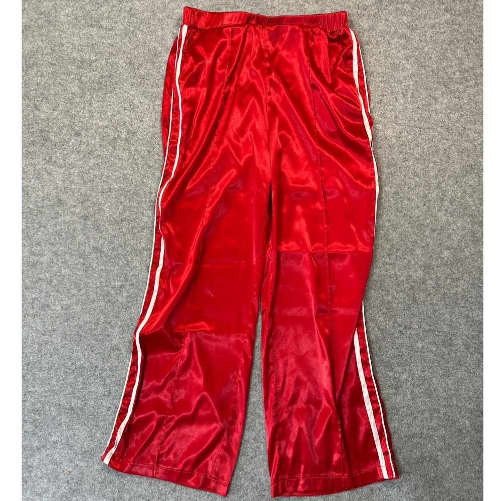 Emerson Lang Young Contemporary Track Pants Medium Red Satin Side Stripe